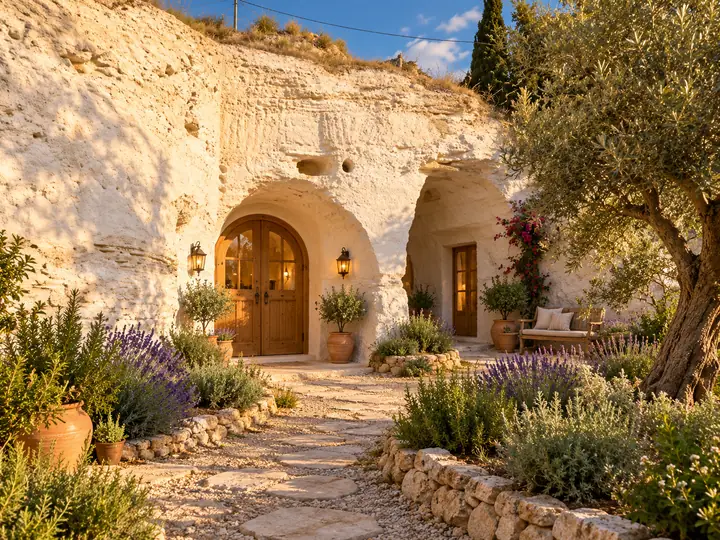 AI-generated concept of Cave House Renovation Project in Peaceful Benamaurel Setting; illustrative only